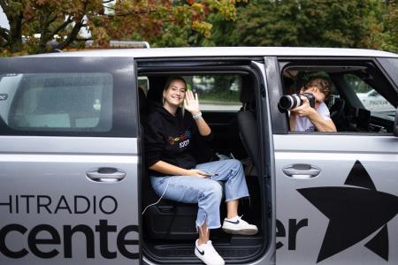 Sprejem kolesarjev na Zmagovalni turi za dober namen v Domžalah, foto: Jure Gubanc/Občina Domžale